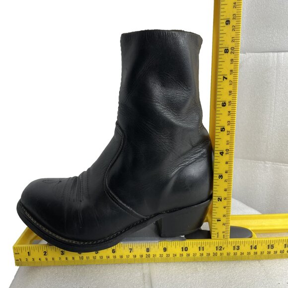 Double-H Black Leather Ankle Size Zip Western Biker Cowboy Boots Men's 10 D - Picture 11 of 11